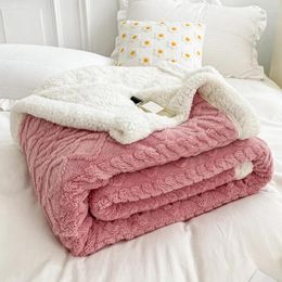 Mantas 2024 invierno grueso felpa manta a cuadros suave cama cálida cama mullida sofá cubierta oficina el decoración del hogar