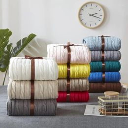 Couvertures 23 coton solide tricoté couverture nordique simplicité jeter pour lit canapé printemps/automne bureau châle couleurs voyage tricot
