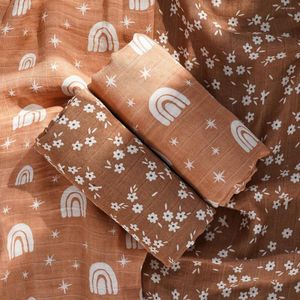 Couvertures 2PCS / Set Bamboo Cotton Soft Baby Wrap Ins Couverture 120 110cm mousseline
