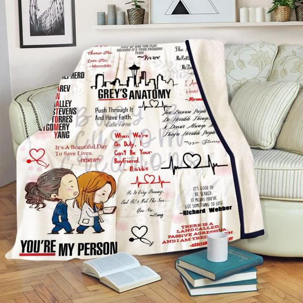 Couvertures 3 tailles Grey's Anatomy Couverture d'amitié Flanelle de haute qualité en peluche douce et chaude sur le canapé-lit adapté