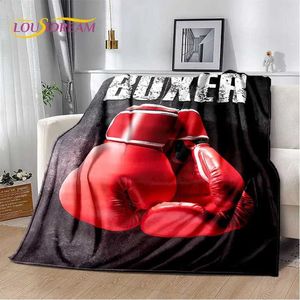 Mantas Guantes de boxeo 3D Boxer Fight Soft Fince Blanket Flannel Manta de lanzamiento para sala de estar Bed de dormitorio Sofá Picnic Cover Kid T240422