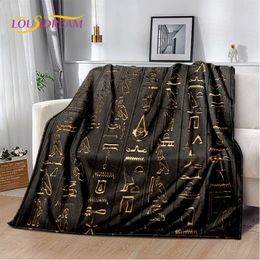 Couvertures 3D mythologie égyptienne pharaon hiéroglyphes couverture en peluche douce couverture de flanelle couverture pour salon chambre canapé pique-nique 230920