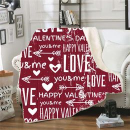 Couvertures 3D Impression Love Valentin Sherpa Sherpa Counder Couch Coupier Couper Couple de literie Outlet Velvet Plux Throw Fleece