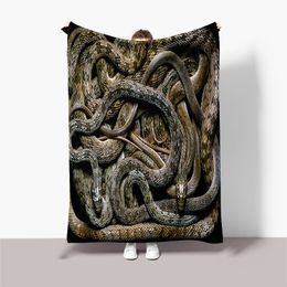 Dekens 3D Realistische Enge Dichte Slang Nest Deken Zachte Pluizige Flanel Wilde Reptiel Serpent Afdrukken Slaapbank Gooi Dekens Sprei 230809