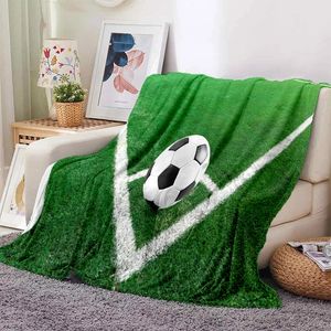 Dekens 3D Voetbal Sport Silhouet Bedrukking Warme Zachte Pluche Slaapbank Gooien Picknickdeken Moderne Flens Pluche Dekenhoes 231213