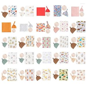 Couvertures 3pcs Baby Wrap Swaddles Swaddles Couverture avec chapeau Borns Borns Card de naissance de naissance