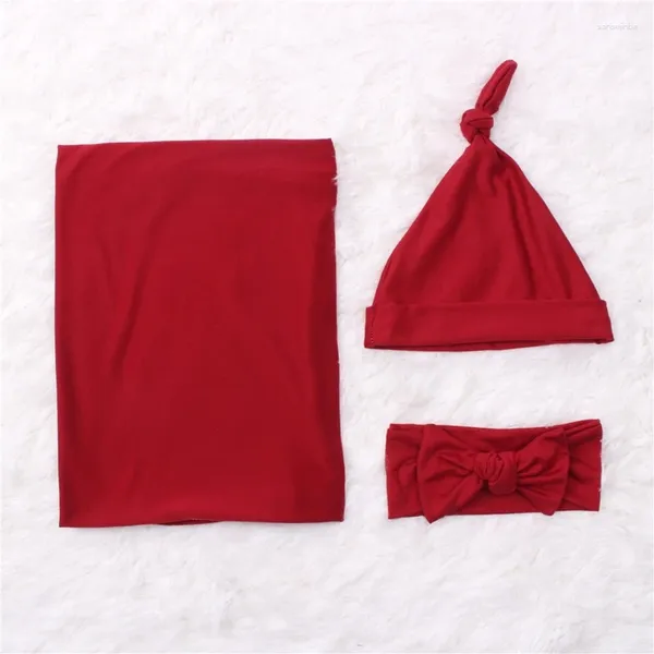 Couvertures 3pcs / Set Baby Receiving Blanket Bandand Band Band Coton Born Bor Sleep SleepSack Color Color Swaddle Wrap