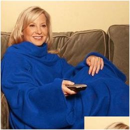 Couvertures 6 Couleurs Doux Chaud Couverture Robes Cape Wearable Manches Confortables Coral Fleece Winter Lazy Tv Bh7 Drop Delivery Home Gard Dhvrt