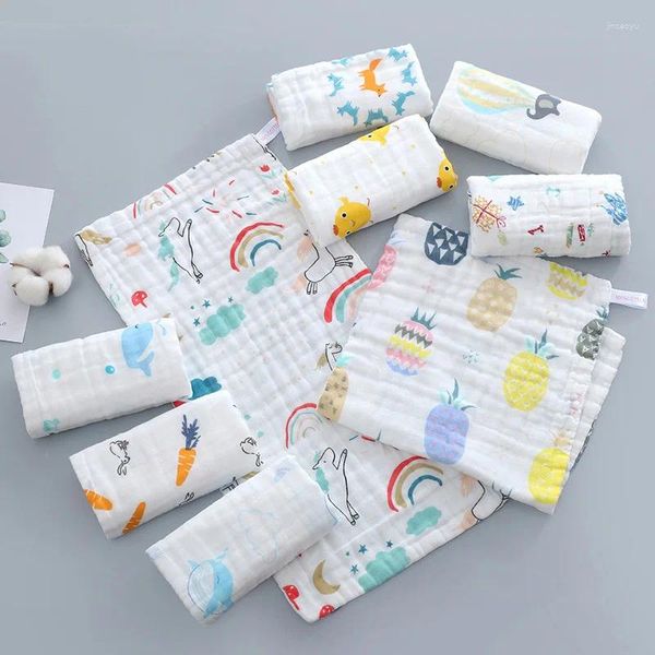 Couvertures 6 couches bébé serviette enfants lavable haute densité fil de coton doux respirant serviettes pour nourrissons tout-petits 25x50 cm