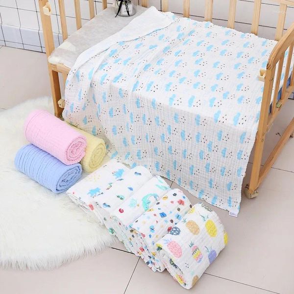 Couvertures 6 couches en bambou coton bébé enfant Swaddle Cartoon Print Wrap couverture de couvre-lit à la courtepointe chaude