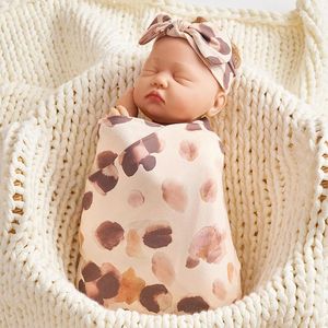 Couvertures 80 80cm Bamboo Cotton Baby serviette enveloppe mousseline Swaddle Couverture mignonne imprimé doux