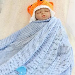Couvertures 80x100cm super doux coton crochet trou mince enveloppe d'été bébé couverture tricotée enfant en bas âge enfants couverture de siège arrière deken berceau
