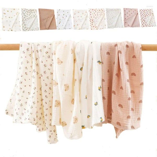 Mantas 9 estilos Bebé Manta de algodón suave Oso lindo Impresión Muslin Bebés Toalla de baño Verano Niños Ropa de cama Nacido Swaddle Wrap Stuff