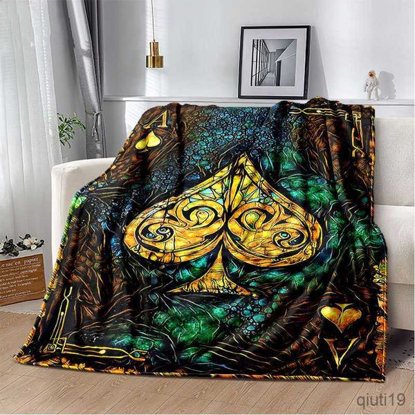 Mantas Ace of Spades Manta Suave y cálida Franela Mantas Pintura moderna Arte Naipes Ropa de cama Sofá para decoración del hogar R230824