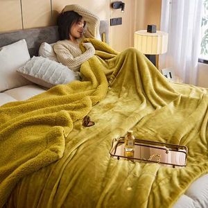 Couvertures couverture adulte couverture de couleur de couleur de peluche à double caler et couvre-lit couverture de couverture de lit familial