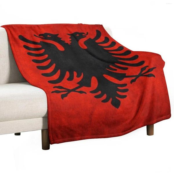 Mantas Albania |Bandera nacional de Albania, manta, edredón, fundas de cama peludas para sofá