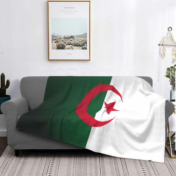 Couvertures Drapeau Algérie Mode Polaire Printemps Automne Respirant Doux Couverture Pour Lit Bureau Literie Jette