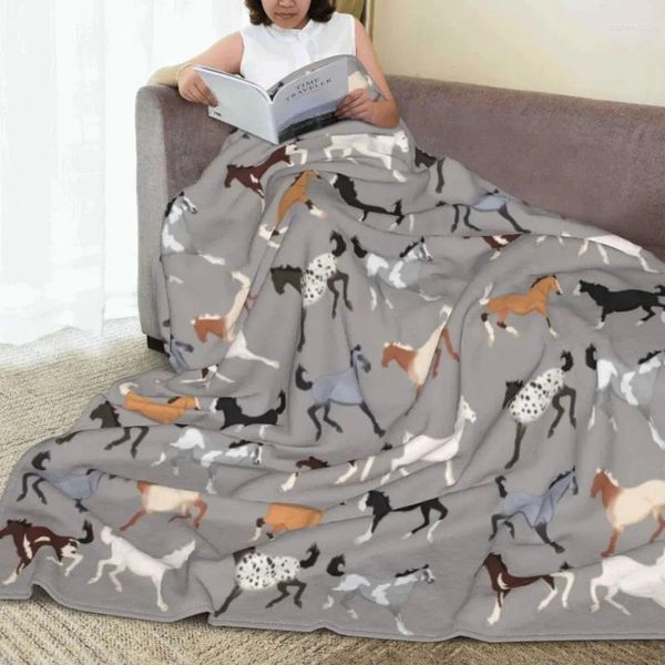 Couverture tous les jolis chevaux couverture de flanelle imprimée mignonne multifonction ultra-soft-toot pour la literie