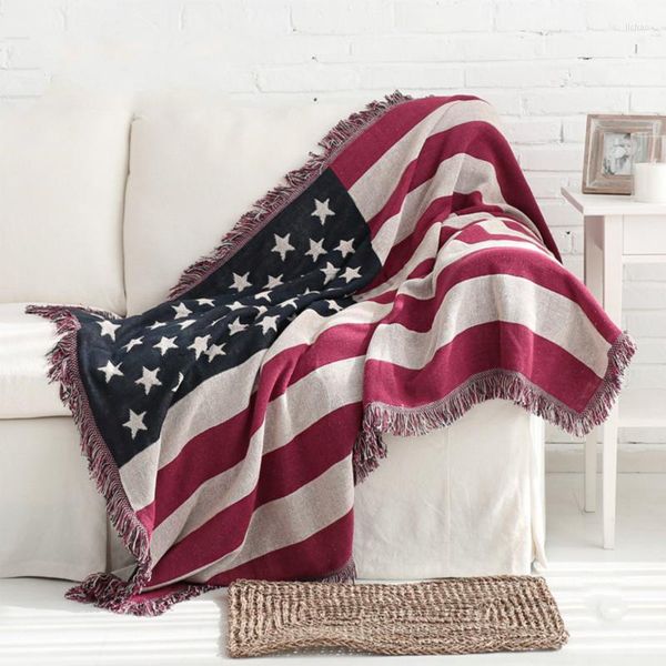 Mantas Bandera americana Calidad Manta Palabra Flujo Sumi Decorativo en la almohadilla de la cama Variedad Función Tejer Sofá Grueso Tiro Hogar
