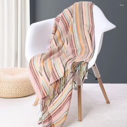 Decken Amerikanische Streifen Sofa Decke Nachahmung Kaschmir Nachttisch Handtuch Bunte Quaste BB Wohnzimmer Dekorativ