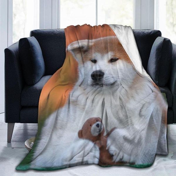 Mantas Animal Akita Dog Impresión 3D Impreso Manta Colcha Retro Ropa de cama Square Picnic Soft