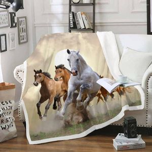 Mantas Animal caballo 3D impreso tiro espesar manta para adultos niños regalos cubierta de cama siesta coche viaje polar sofá camas