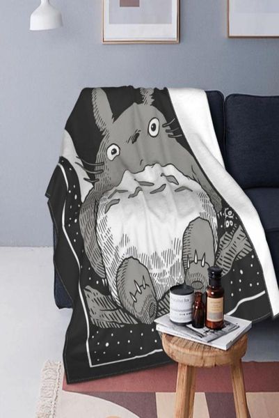 Couvertures Anime Mon Voisin Totoro Couverture Polaire Lune Vintage Mystérieux Jet Chaud Pour Chambre Canapé-Lit Rug4896521