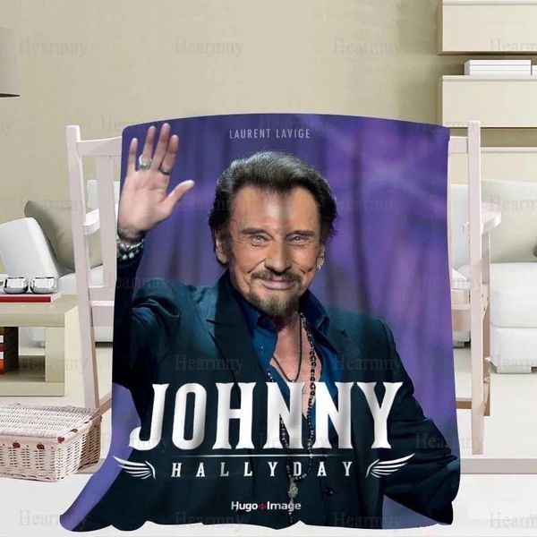 Couvertures Arrivée Johnny Hallyday 3D Impression Couverture douce Jeter sur la maison / Canapé / Literie Couverture de voyage adulte portable
