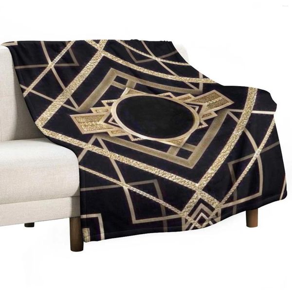 Couvertures Art déco Vintage 1920 époque Gatsby le magnifique, motif noir doré, élégant, Chic, moderne, tendance, couverture pour canapés