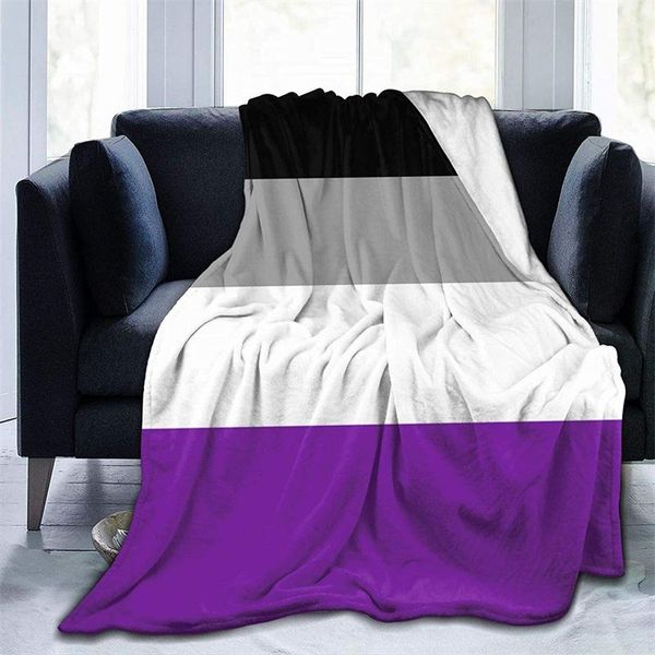 Couvertures Asexual Pride Flag Cubre Camara Green Throw Blanket 3D Print On Demand Sherpa Super Confortable Pour Sofa Thin Quilt