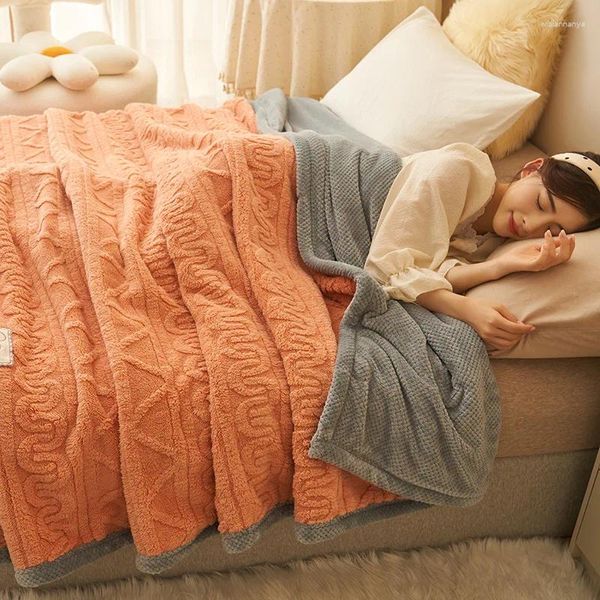 Couvertures automne et hiver couverture de velours taffetas 200x230cm multifonction loisirs flanelle drap de lit doux textile à la maison