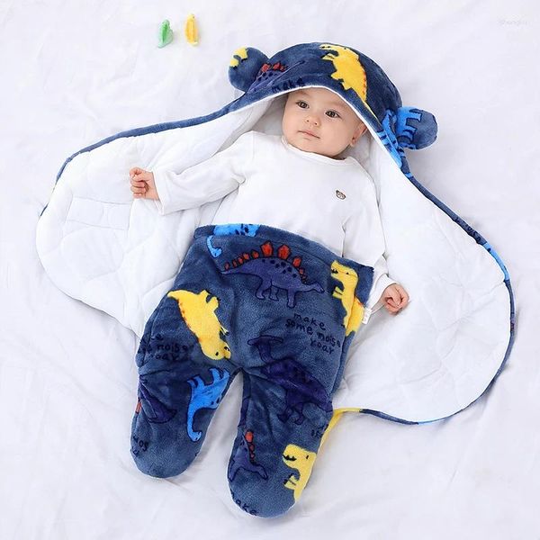 Mantas Otoño Invierno Nacido Bebé Sacos de dormir Aguacate Franela Wrap Soft Cocoon para bebés Saco de dormir cálido 0-9M