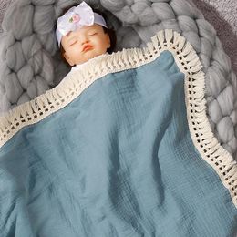 Dekens babydeken 80 65 cm zacht geboren franjes gaas bad baby swaddle wrap slaapzakken wandelwagen deksel