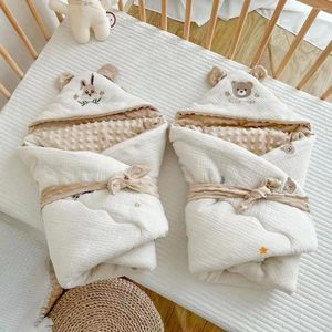 Dekens Babydeken Born Winter Mousseline Inbakeren Wrap Cartoon Zachte Baby Slaapzakken Envelop Voor Borns Cocon