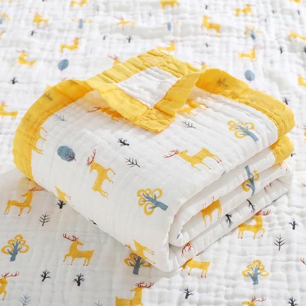 Mantas manta para bebés caricatura estampado de algodón de 6 capas de toalla de baño abrazadera