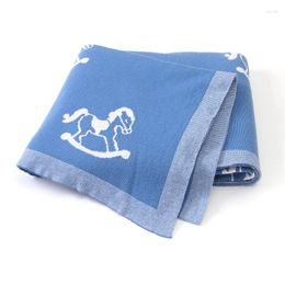 Couvertures bébé couverture en tricot mignon cartoon cheval né garçon fille fille poussette coton wrap swaddle 100 80cm enfant bébé lit berceau