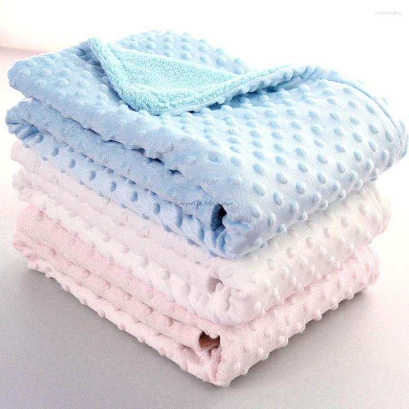 Filtar baby filt swaddling född termisk mjuk fleece solid sängkläder set bomull quilt godis färg sovande säng leveranser