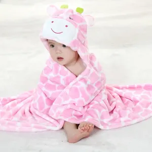 Mantas Baby Cartoon Animal Cosplay Po accesorios de recepción de manta franela lindo diseño de jirafa rosa bañera para dormir
