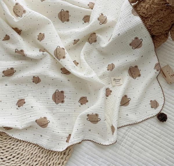 Couvertures bébé gaze de coton respirant doux né lange d'emmaillotage couverture de réception serviette de bain à séchage rapide couverture de poussette