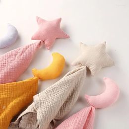 Dekens Baby Katoenen Mousseline Trooster Deken Zacht Geboren Moon Star Slapen Poppen Kinderen Slaap Speelgoed Kalmeren Sussen Handdoek Slabbetjes Speeksel