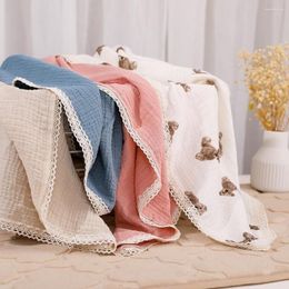 Mantas de algodón de algodón de algodón longo de envoltura de envoltura nata narrada recepción de pañales para dormir toalla de baño 100x120 cm