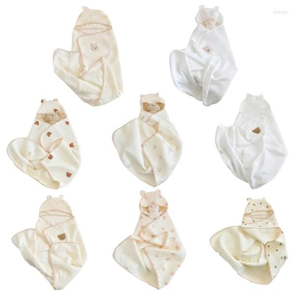 Couvertures Bébé Broderie Poncho Cape Cape À Capuche 0-6Y Tout-petits Swaddles Couverture Poussette Couverture Serviette De Bain Pour Les Nourrissons Nés