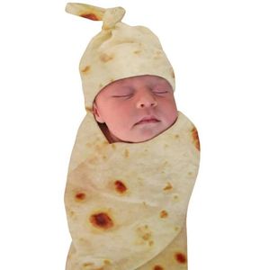 Dekens baby flanel deken burrito baby wrap deken met hoed pannenkoek Chinese kooldeken baby warme quilt
