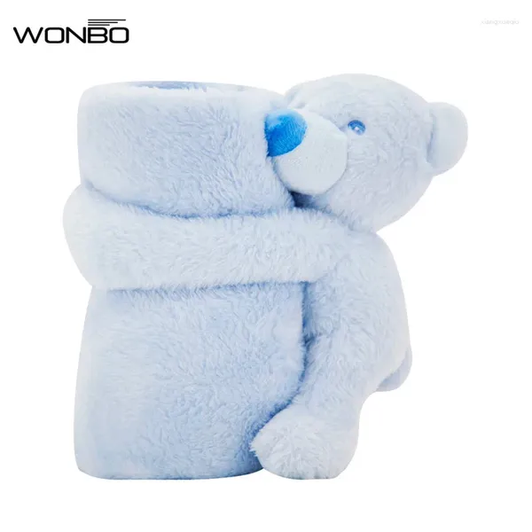 Mantas Baby Girl Peluche Oso Juguete Manta 70x73cm Una sola capa Poliéster Otoño Ropa de cama Swaddle para nacido