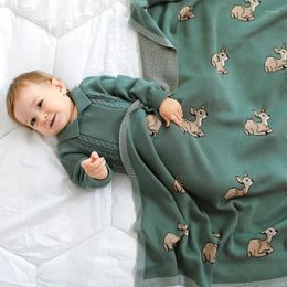 Couvertures bébé tricotés nés garçons filles en coton swaddle wrap quilts bébé enfant lancers vert jouant des tapis 100 cm d'enfants 80cm