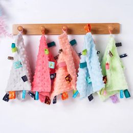 Couvertures bébé pois étiquette serviette apaisante doux coton né enfants sommeil jouet couleur unie apaiser apaiser couverture bavoirs salive
