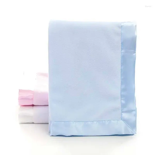 Couvertures Bébé Polaire Polaire Satin Bordure Couverture Brodée Coton Super Doux Bébé Swaddle Poussette Infantil Wrap Enfants Mensuel