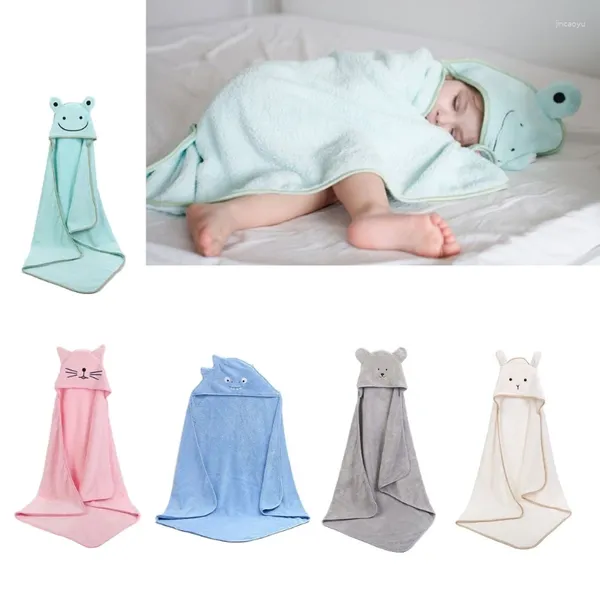 Mantas Bebé Poncho Toalla de baño Terciopelo Fleece Hood Toallas infantiles Manta Nacida 90x90cm para bañarse