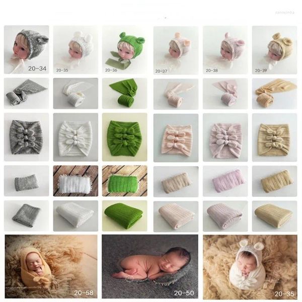 Couvertures de cent jours pour bébé, accessoire de photographie, chapeau, nœud, couverture en tissu, Studio de cinéma, forme mignonne, ensemble de cinq pièces en laine