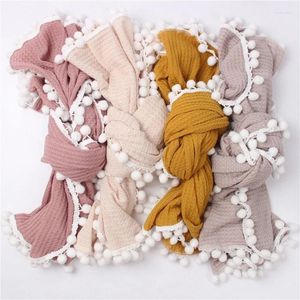 Couvertures bébé coton doux réception couverture tricot boules de poils gland